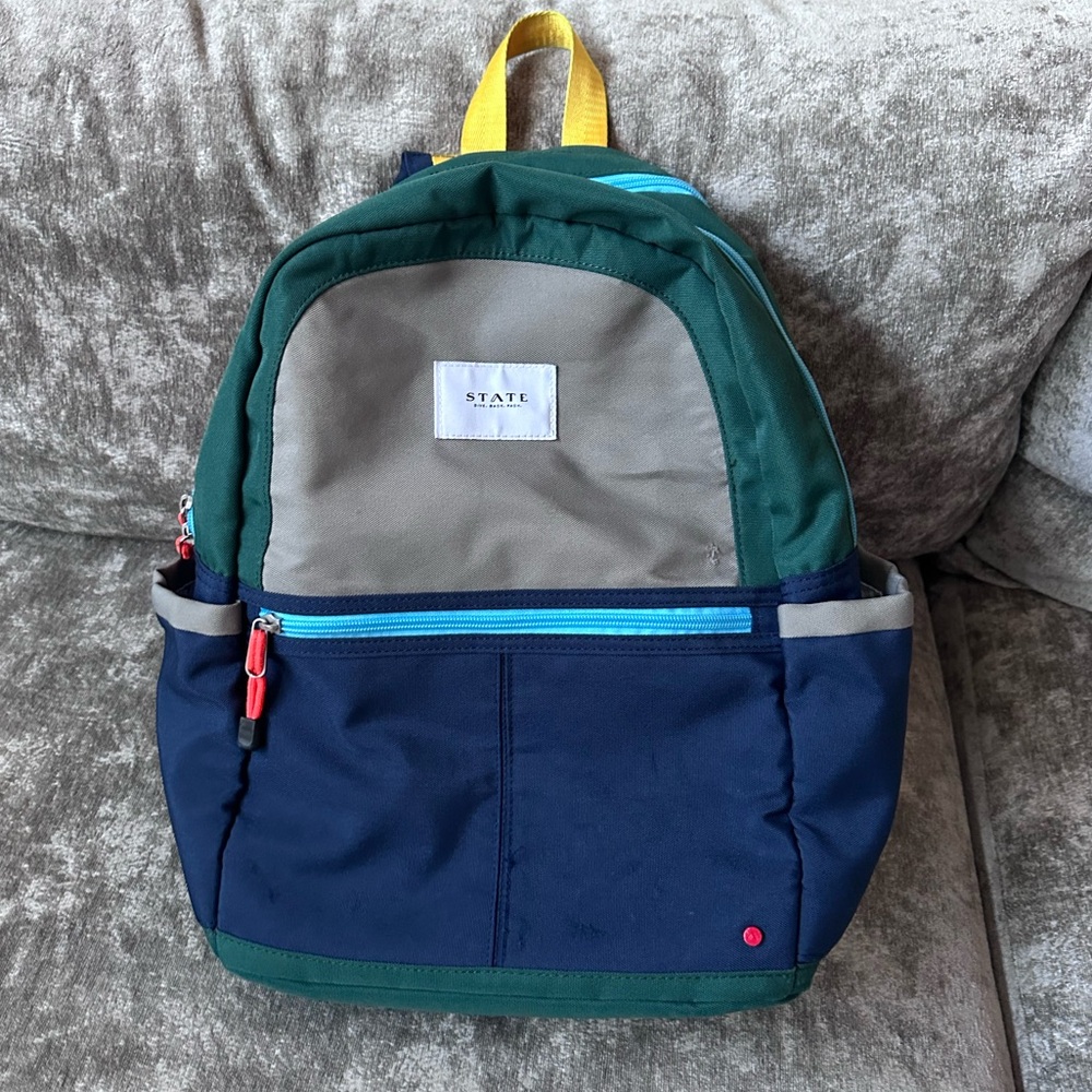 STATE Bags | Kane Double Pocket Backpack and Lunchbox | Green and Navy
